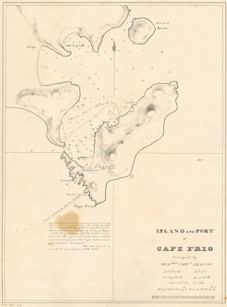 Detail of Chart of the Island and Port of Cape Frio by John Frederick Fitzgerald De Roos