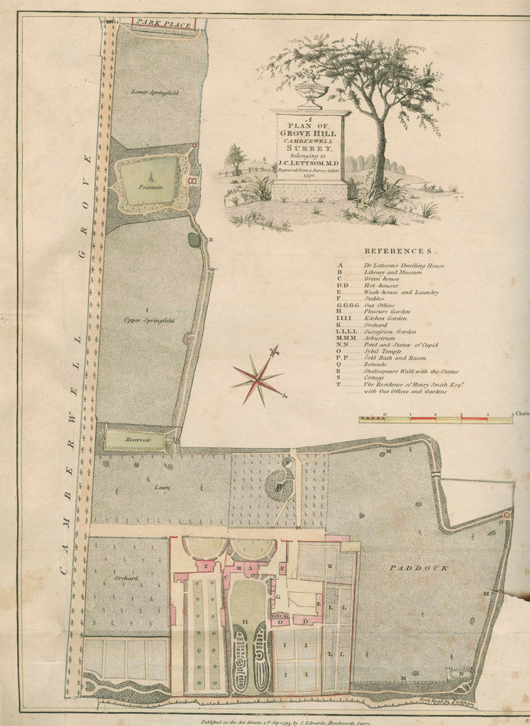 Detail of 'A plan of Grove Hill, Camberwell, Surrey' by James Edwards
