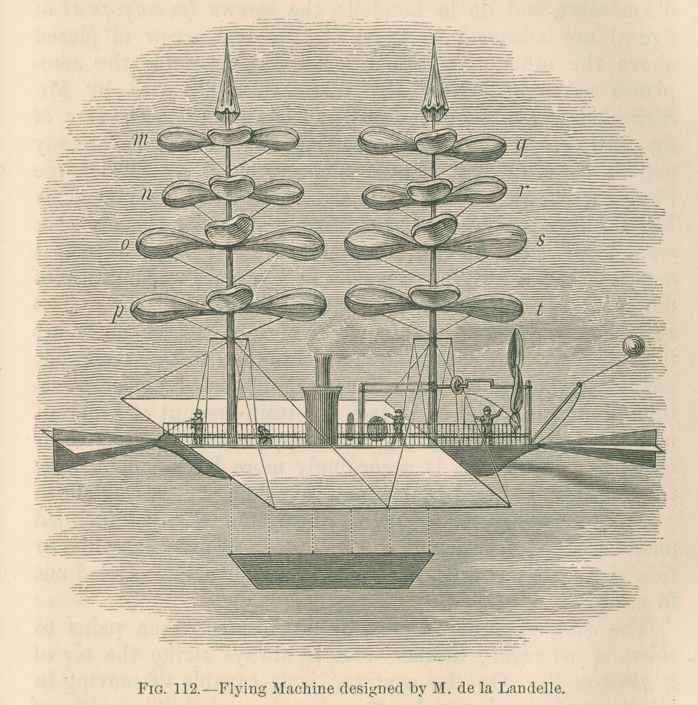 Detail of 'Flying machine designed by M. de la Landelle' by William Ballingall