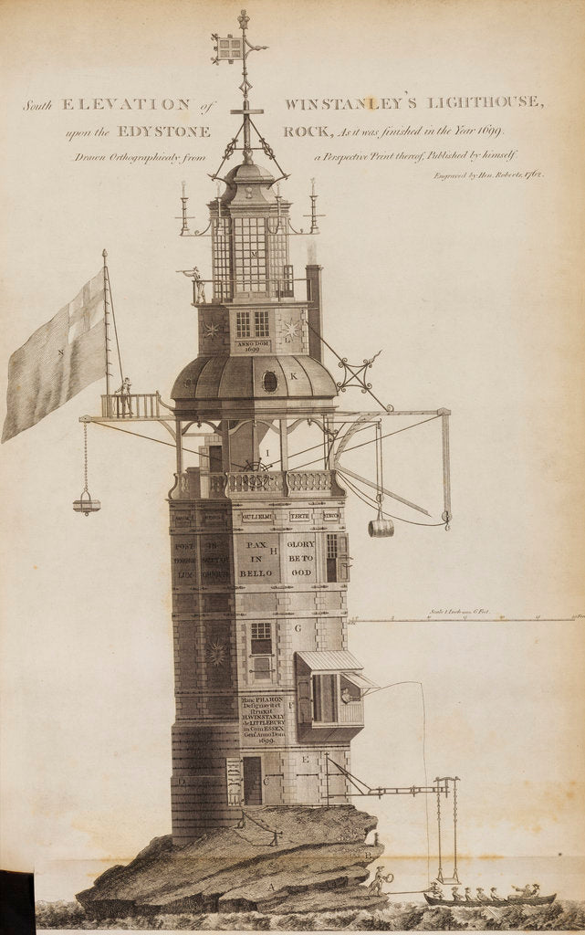 Detail of Winstanley's Lighthouse on the Eddystone Rocks by Henry Roberts