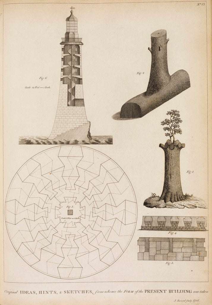 Detail of Ideas for Smeaton's Lighthouse on the Eddystone Rocks by James Record