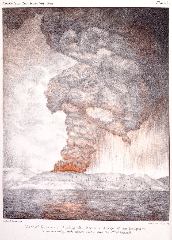 Detail of View of Krakatoa, 1883 by Parker & Coward