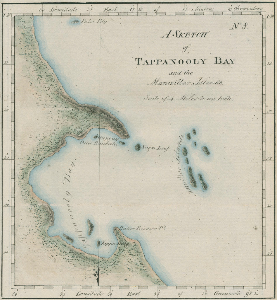 Detail of Map of Tappanooly Bay, Sumatra by unknown