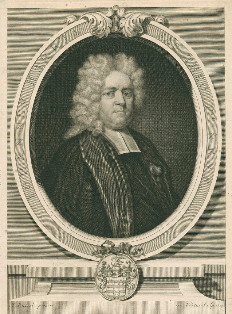 Detail of Portrait of John Harris (1661-1719) by George Vertue