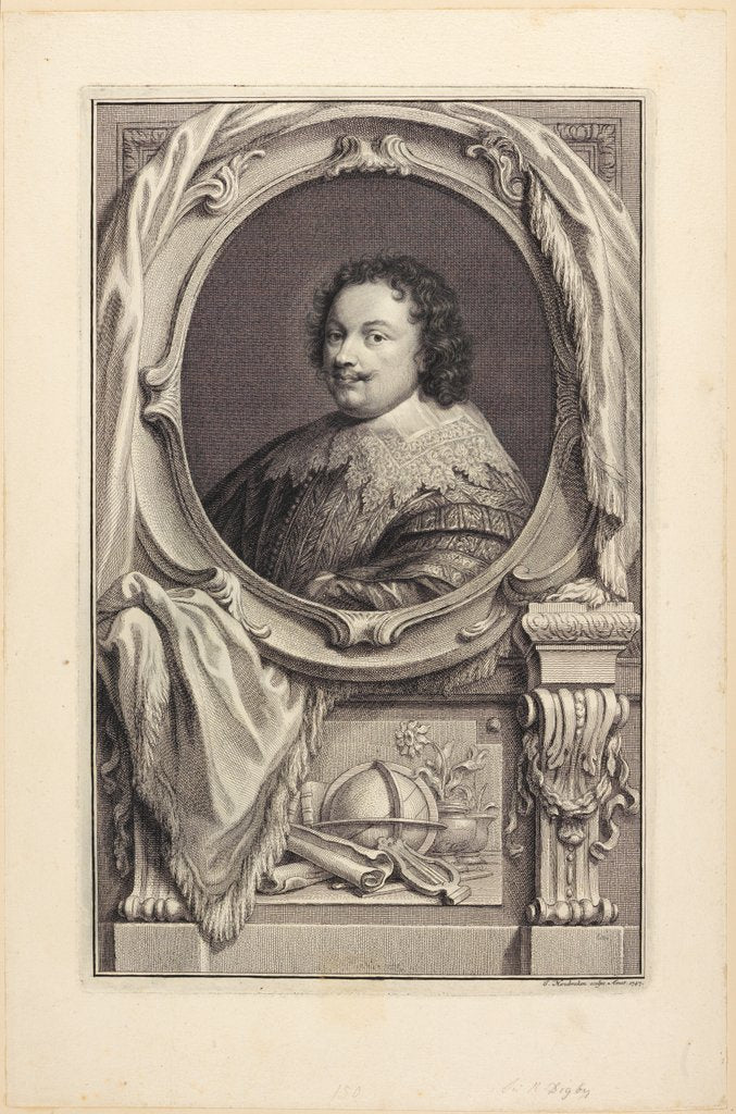 Detail of Portrait of Kenelm Digby by Jacobus Houbraken