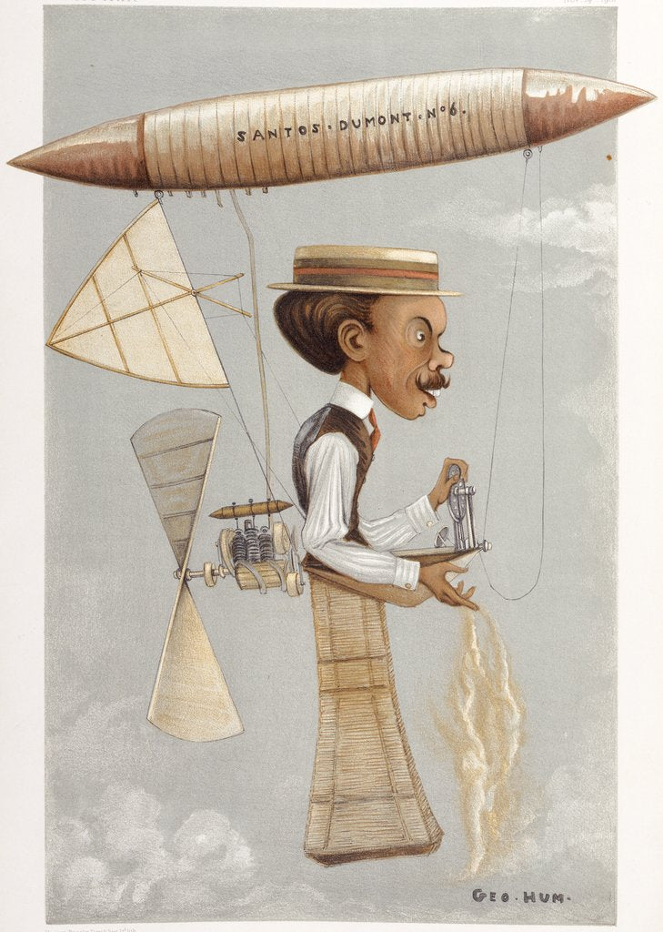 Detail of Caricature of Alberto Santos-Dumont by Geo Hum'