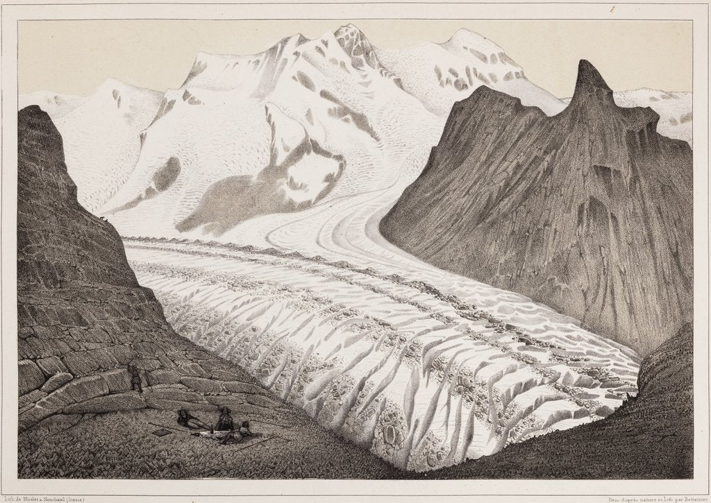 Detail of Lyksamm and Breithorn glaciers by Hercule Nicolet