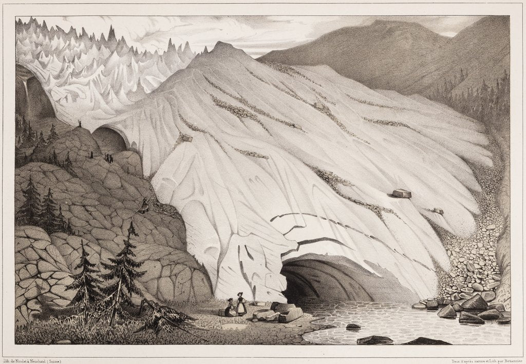 Detail of Glacial moraine, Zermatt by Hercule Nicolet