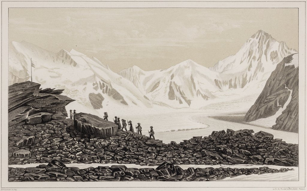 Detail of Lauteraar and Finsteraar glacier by Hercule Nicolet