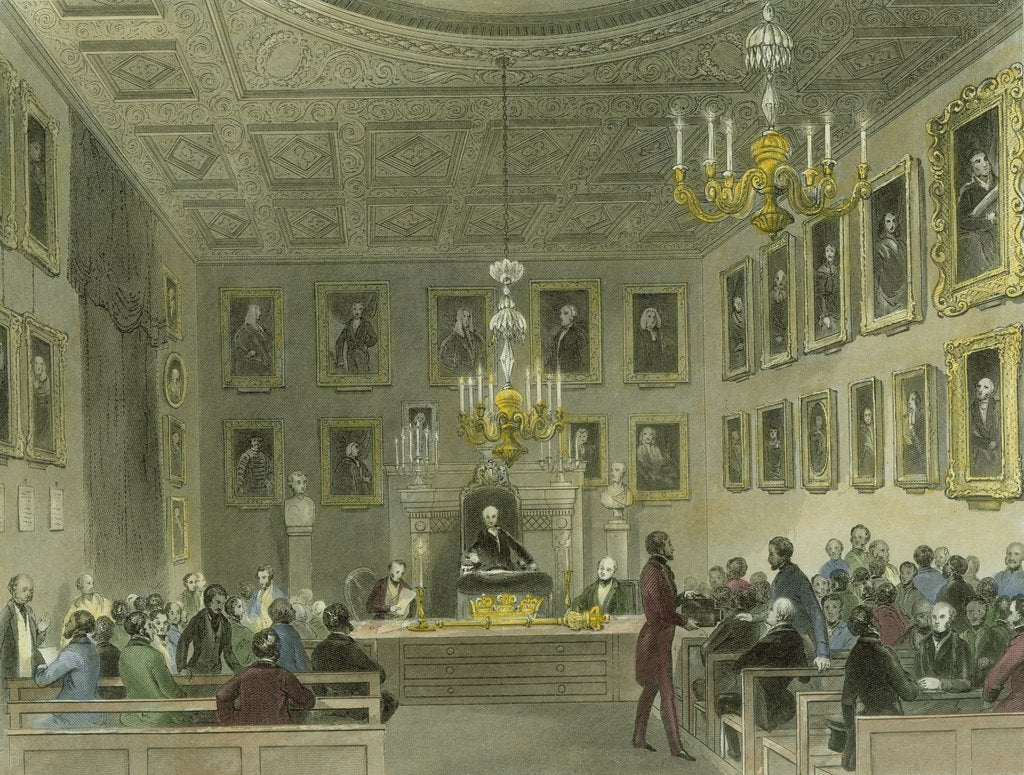 Detail of A meeting of the Royal Society at Somerset House by Henry Melville