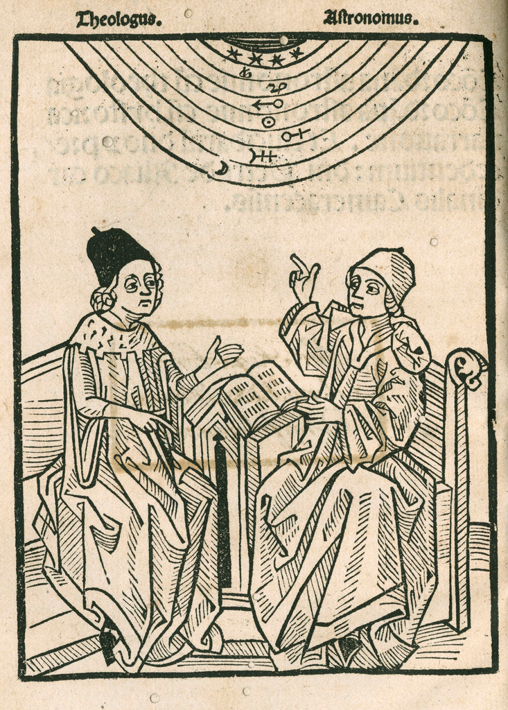 Detail of Depiction of a dialogue between a theologian and an astronomer by Anonymous