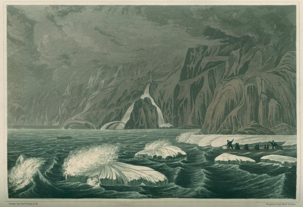 Detail of 'Expedition doubling Cape Barrow, July 25 1821' by Edward Francis Finden