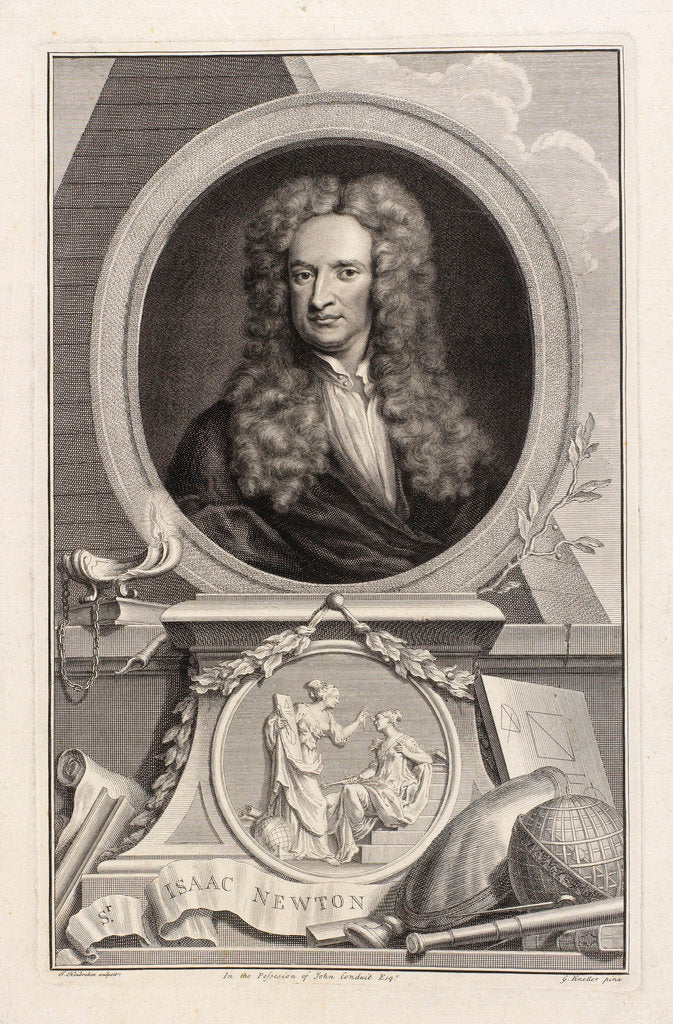 Detail of Portrait of Isaac Newton (1642-1727) by Jacobus Houbraken