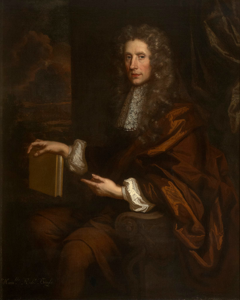 Detail of Portrait of Robert Boyle (1627-1691) by John Riley