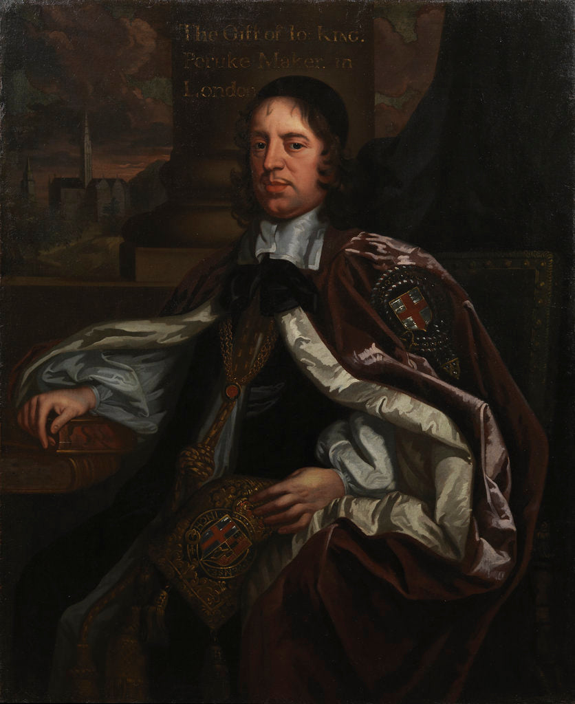 Detail of Portrait of Seth Ward (1617-1689) by John Greenhill