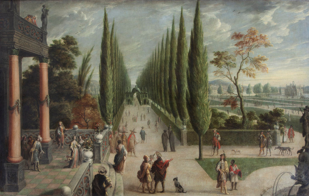 Detail of Italian-style garden landscape by Anonymous