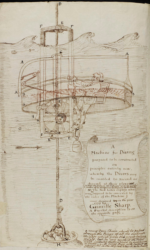 Detail of Design for a diving bell by Granville Sharp