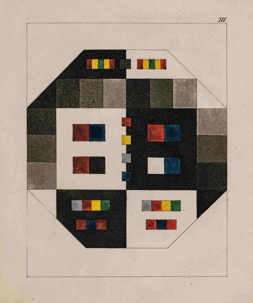 Detail of Grey and coloured objects displaced by refraction by Johann Wolfgang von Goethe (1749-1832)
