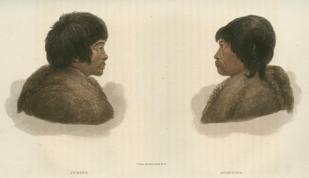 Detail of Portrait of Tattannoeuck and Hoeootoerock by Edward Francis Finden