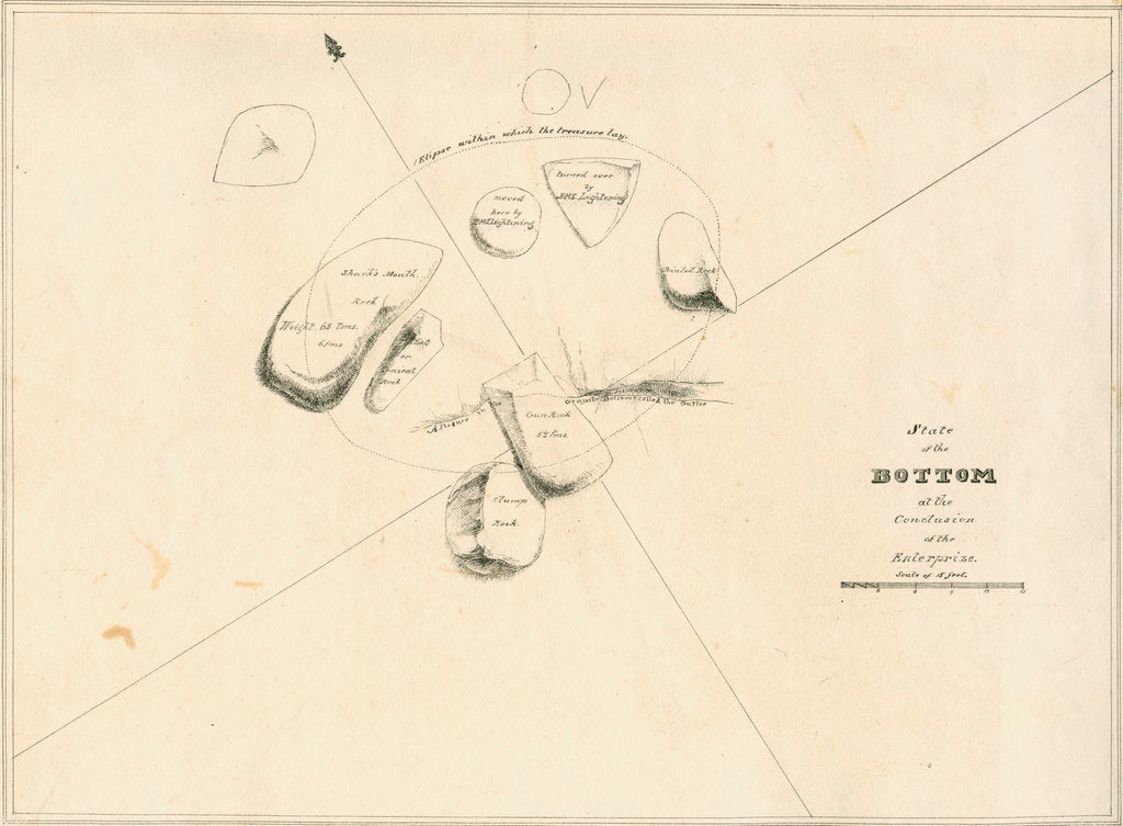 Chart of the sea floor after salvage operations on the wreck of H.M.S.Thetis by John Frederick Fitzgerald De Roos