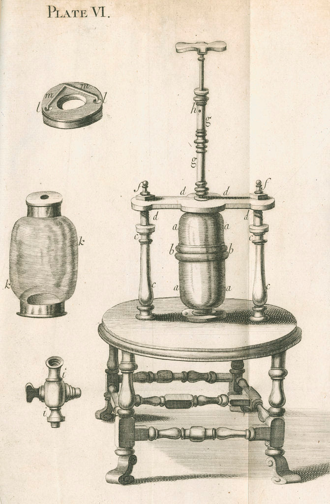 Hauksbee's equipment for pressure experiments by unknown