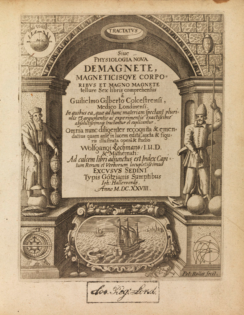 Detail of Title page of William Gilbert's 'De Magnete' by Peter Rollos I