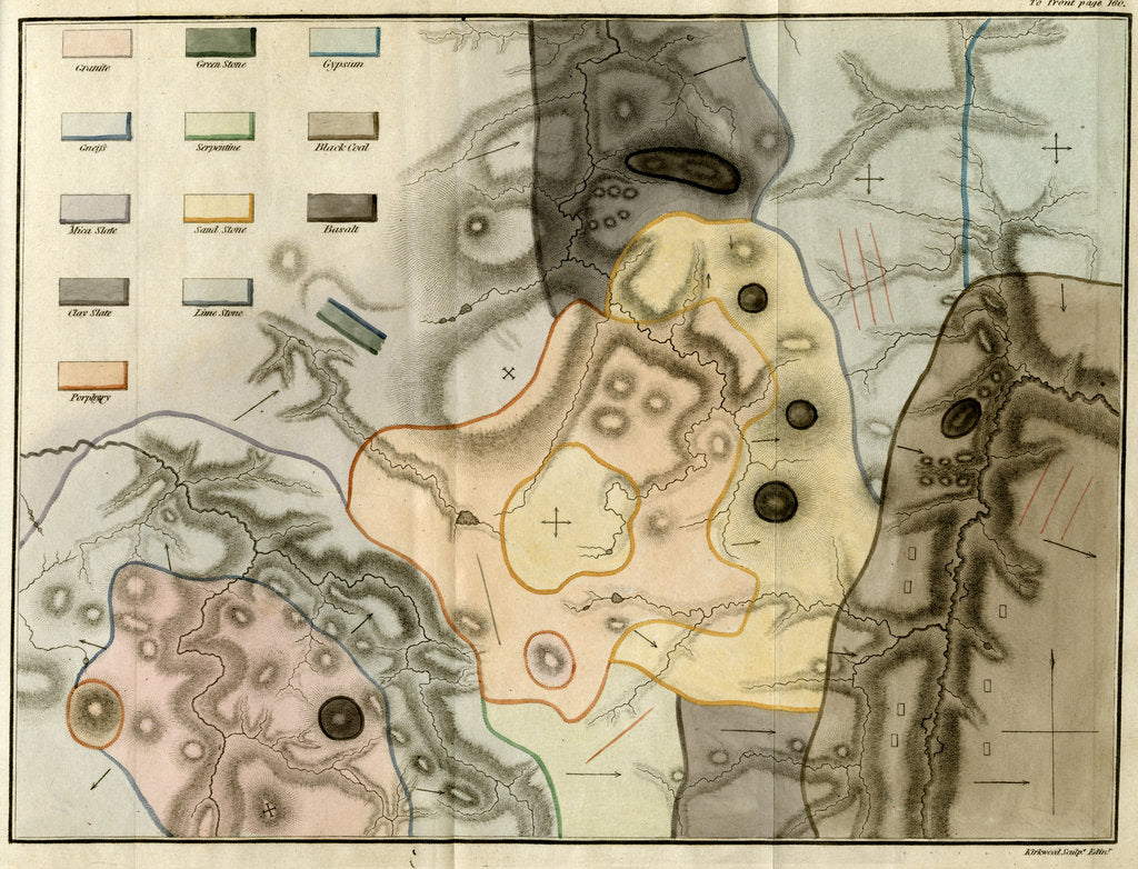 Detail of Geological map by James Kirkwood and Son
