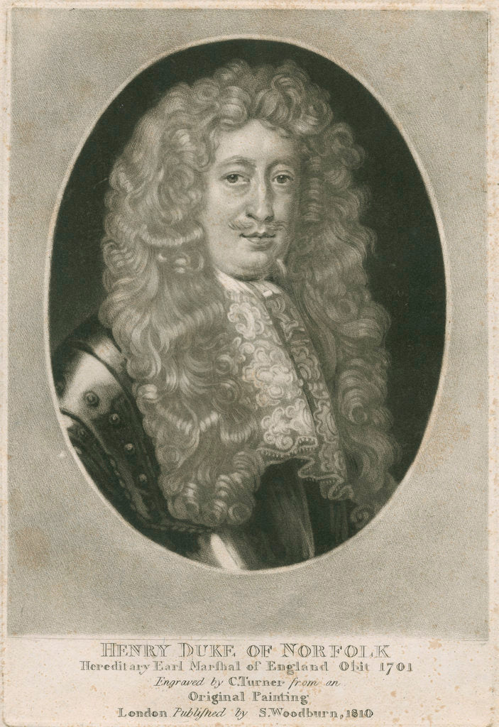 Detail of Portrait of Henry Howard, 7th Duke of Norfolk (1655-1701) by Charles Turner