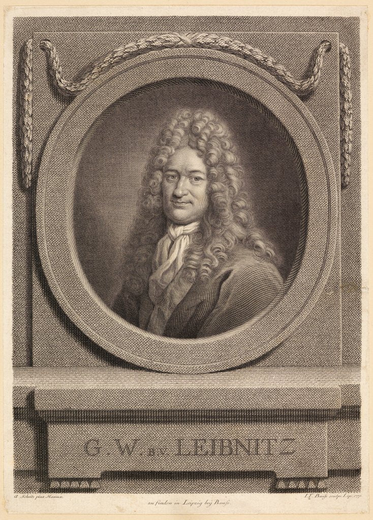 Detail of Portrait of Gottfried Wilhelm Leibniz by Johann Friedrich Bause
