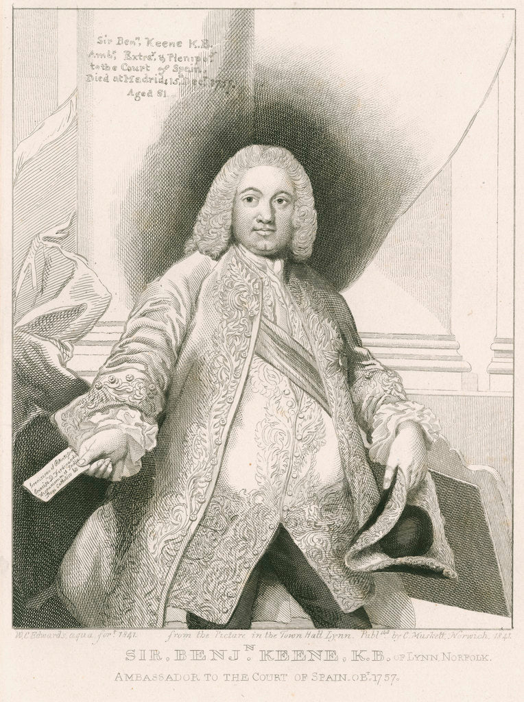 Detail of Portrait of Sir Benjamin Keene (1697-1757) by William Camden Edwards