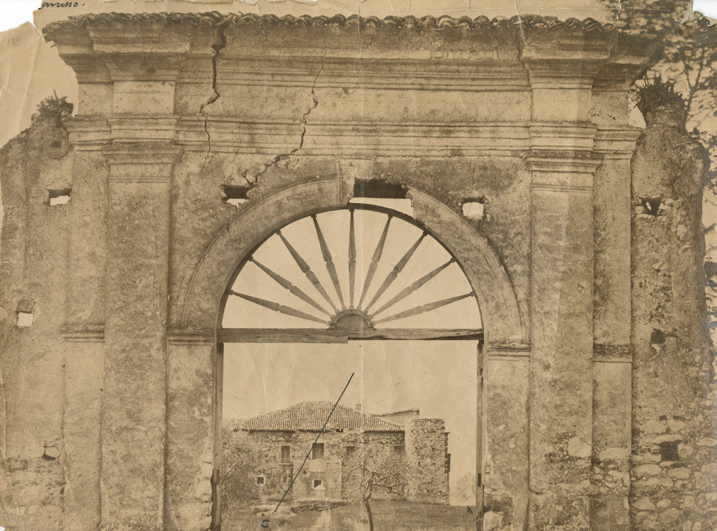 'Porte Cochere...near Auletta' [earthquake damage] by Alphonse Bernoud Grellier