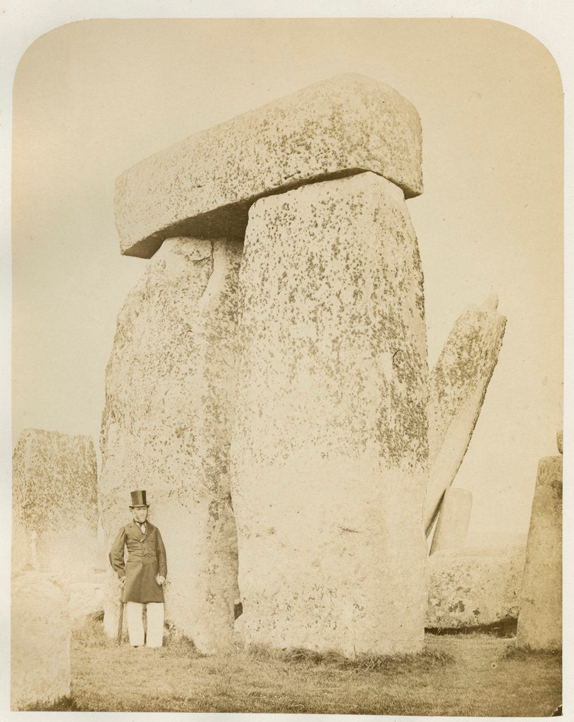 Detail of 'Stonehenge. Trilithon (B) on the left of the altar stone' by Henry James