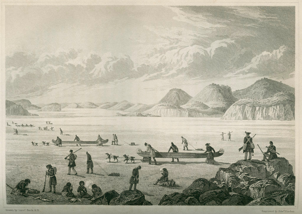 Detail of Expedition passing through Point Lata on the ice, June 25 1821 by Edward Francis Finden