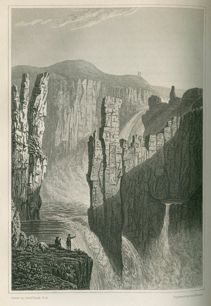 Detail of 'The Falls of Wilberforce, estimated at 250 feet high' by Edward Francis Finden