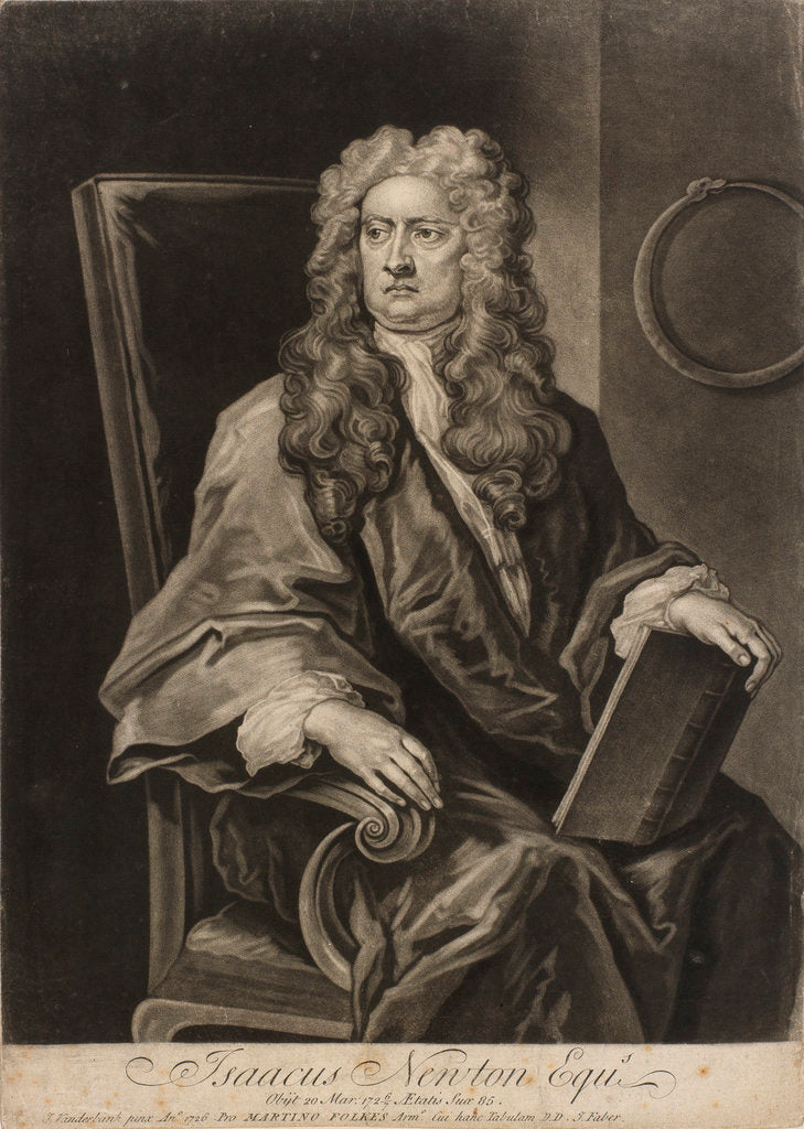 Detail of Portrait of Isaac Newton (1642-1727) by John Faber the Younger