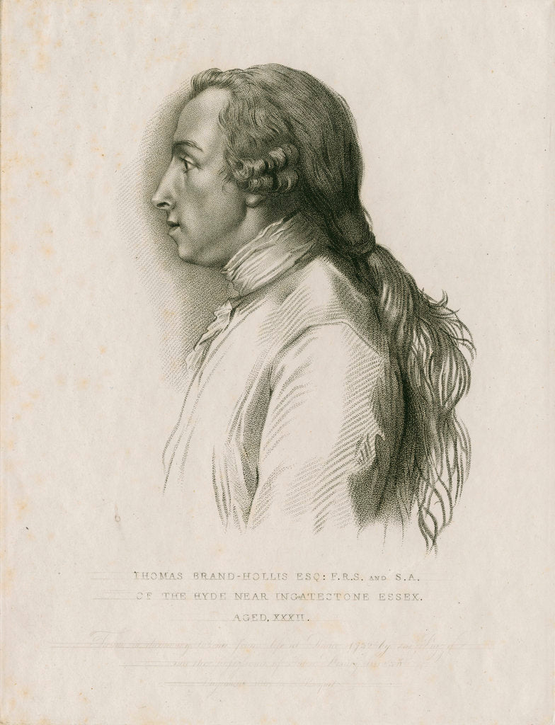Detail of Portrait of Thomas Brand Hollis (1714-1804) by E Bocquet