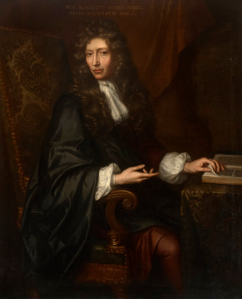 Detail of Portrait of Robert Boyle (1627-1691) by Johann Kerseboom