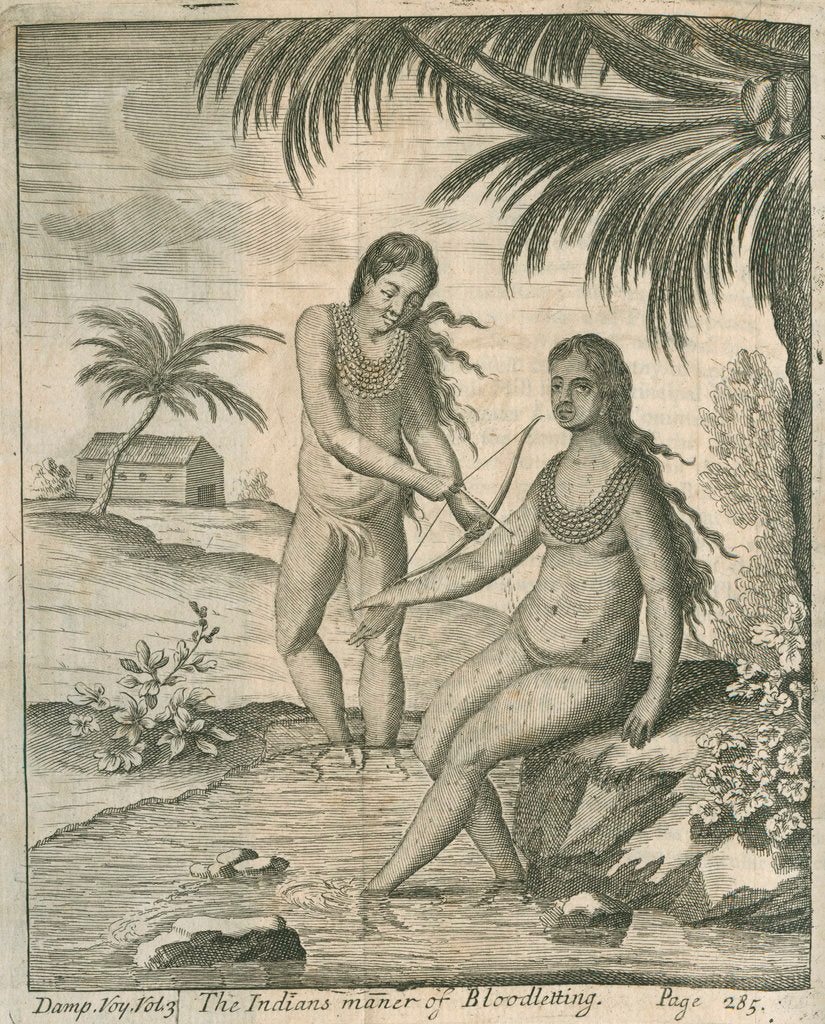 Detail of Two Kuna women practicing blood-letting by John Savage