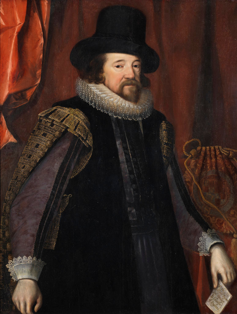 Detail of Portrait of Francis Bacon (1561-1626) by Studio of Paulus van Somer I